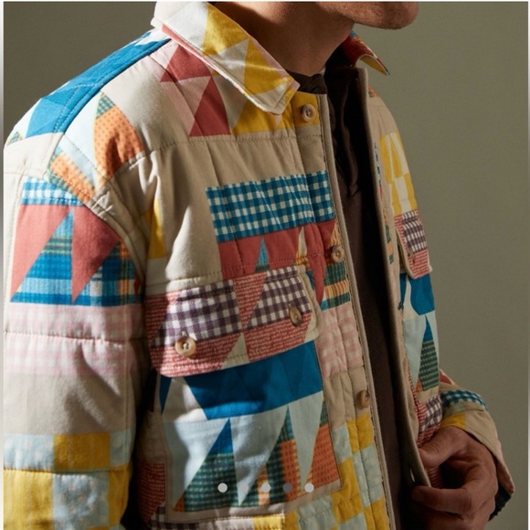 UO Urban Outfitters BDG Mens Patchwork Quilt Shirt Jacket Shacket Size S - Picture 4 of 12